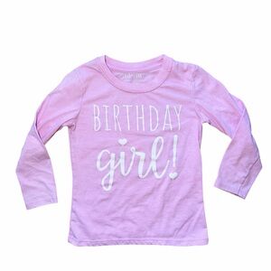 Lalo & Luna Long Sleeve Top Girls Size 3T Happy Birthday Girl Light Pink T-Shirt